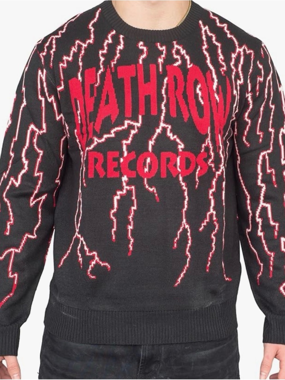 Ugly Christmas Sweater Lightning Knit Sweater - Black/Red